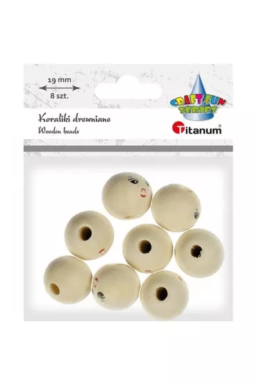 Titanum Koraliki drewniane okr�g�e z twarz� 8 szt.