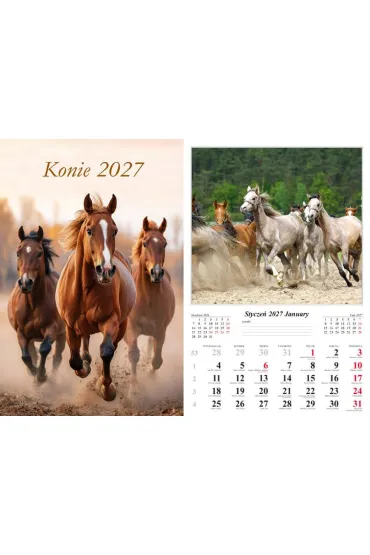 Kalendarz 2027 �cienny 13-k Konie