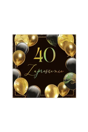 Zaproszenie 40 urodziny kwadrat lux MIX 10 szt.