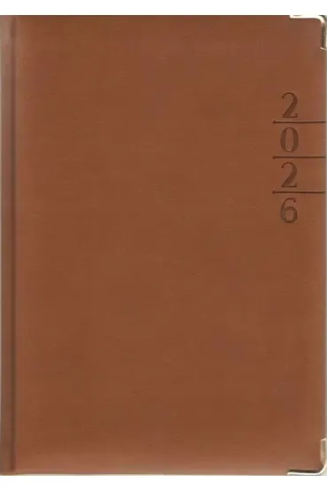 Kalendarz 2026 A5 dzienny Lux z�ocony br�zowy