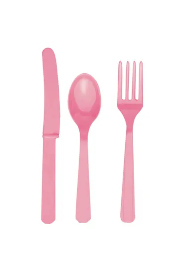 Sztu�ce r�owe - plastikowe (8 widelc�w, 8 �y�ek, 8 no�y)