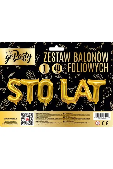 GoParty Zestaw balon�w foliowych Sto Lat z�ote