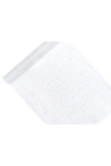 PartyDeco Organza z nadrukiem bia�a 0,48x9m 1 szt.