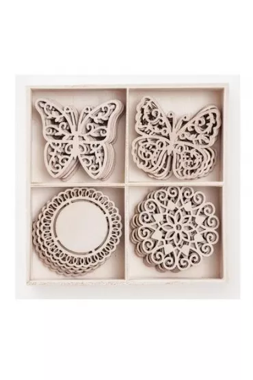 Dalprint Kszta�ty z drewna dekory i motyle 20 szt