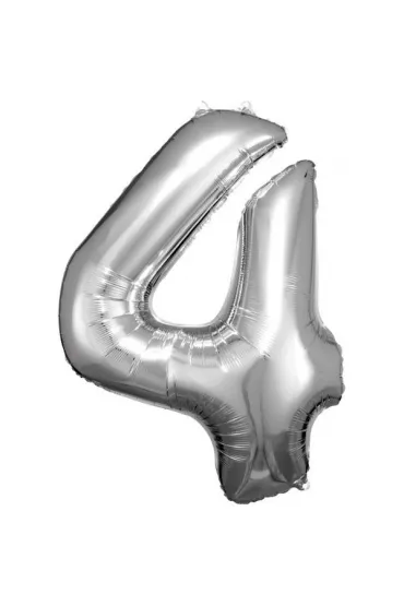 Amscan Balon foliowy cyfra 4 srebrna 65x86cm