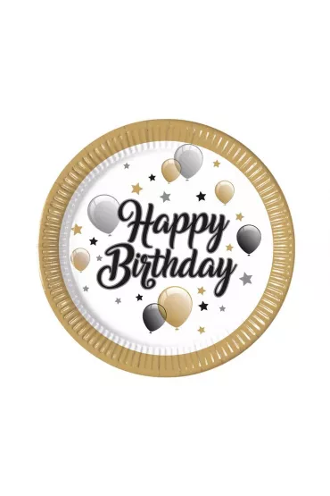 Procos Talerzyki papierowe Happy Birthday 23cm 8 szt.