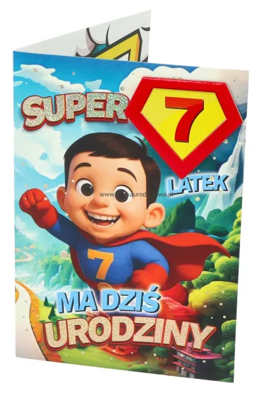 Yeku Karnet Urodziny 7 ch�opiec - Superbohater