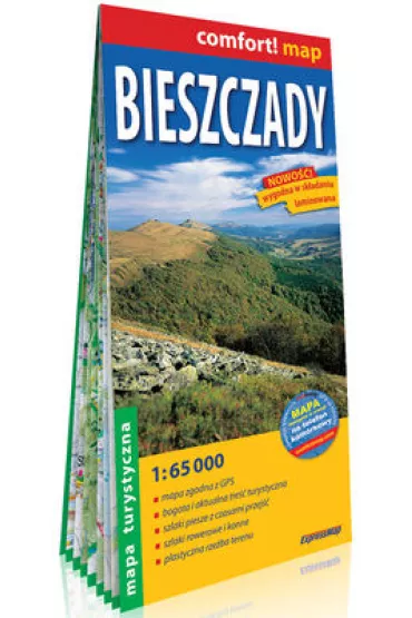 BIESZCZADY MAPA TURYSTYCZNA LAMINAT 2018