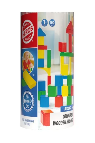 Heros Drewniane kolorowe klocki 50el