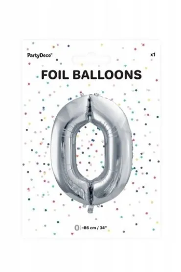 PartyDeco Balon foliowy 0 srebrny 86 cm