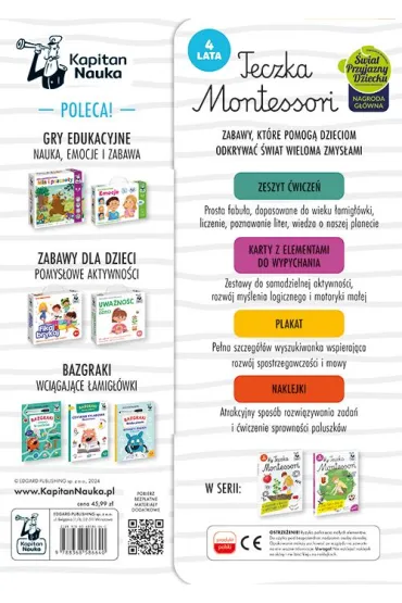 Teczka Montessori. 4 lata. Kapitan Nauka. Montessori - Zuzanna  Osuchowska