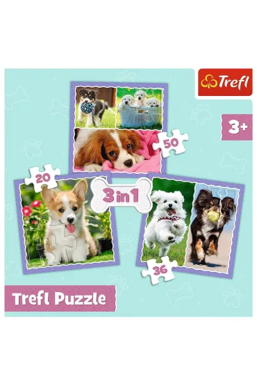 Puzzle 3w1 (20+36+50 el.) Urocze pieski Trefl