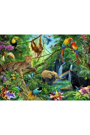Puzzle 200 el. XXL Zwierz�ta w d�ungli Ravensburger