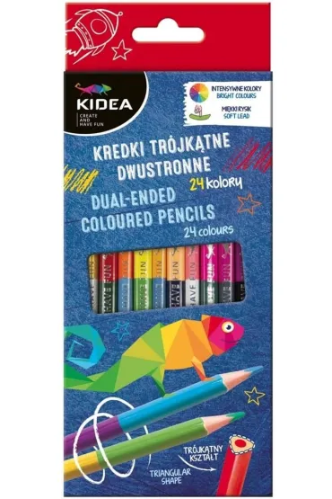 Derform Kredki tr�jk�tne dwustronne 24 kolor�w 12 szt.