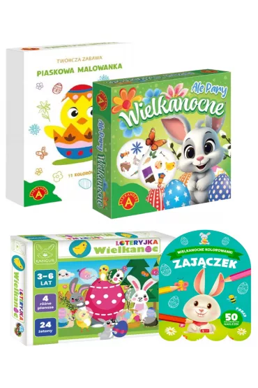 Pakiet: Loteryjka. Wielkanoc, Ale pary. Wielkanoc, Piaskowe Malowanki - Wielkanocny Kurczaczek, Wielkanocne kolorowanki. Zaj�czek