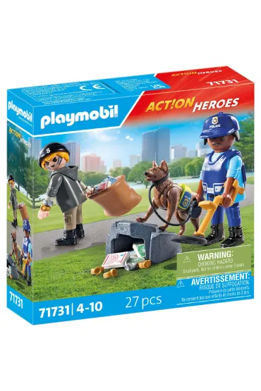 Playmobil Action Heroes Poszukiwania �lad�w z psem tropi�cym 71731