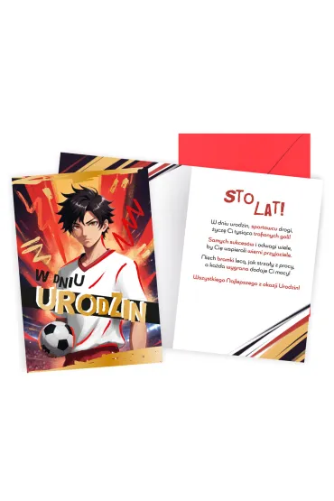Kukartka Karnet urodziny dzieci�ce anime, ch�opi�ce, pi�ka no�na PR-559