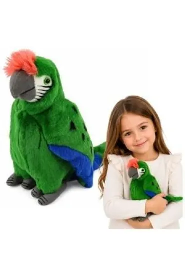 Maskotka Papuga Ara zielona 24cm LeanToys