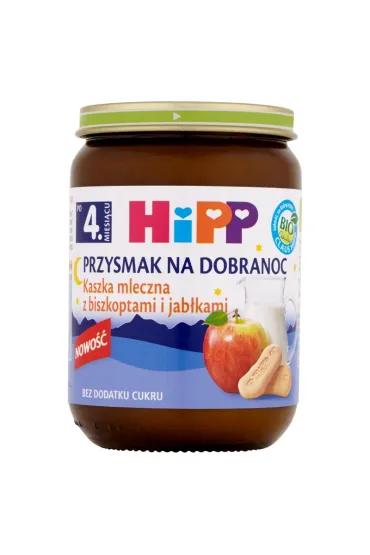 Hipp Przysmak na Dobranoc Kaszka mleczna z biszkoptami i jab�kami po 4. miesi�cu 190 g Bio