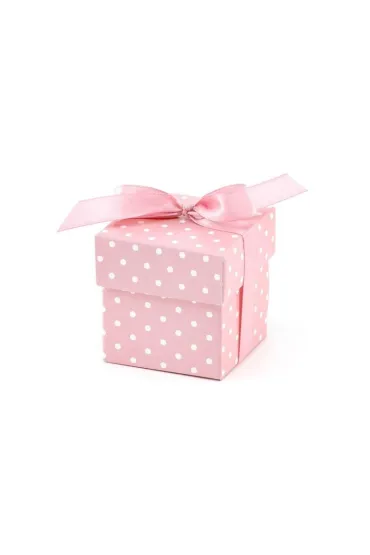 PartyDeco Pude�eczka w kropki r�owy 10 szt.