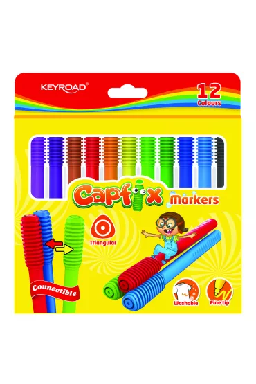 Keyroad Flamastry Capfix Markers zmywalne 12 szt.