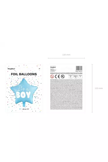 PartyDeco Balon foliowy Gwiazdka It's a boy niebieski 48cm