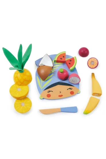Deska do krojenia drewniana z owocami tropikalnymi Tender Leaf Toys