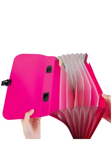 Deli Teczka A4 Rio z r�czk� czarn� 7-przegr�dek r�owa