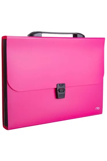 Deli Teczka A4 Rio z r�czk� czarn� 7-przegr�dek r�owa