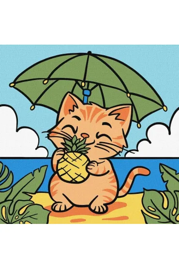 Ideyka Malowanie po numerach - Kot i ananas 25x25cm