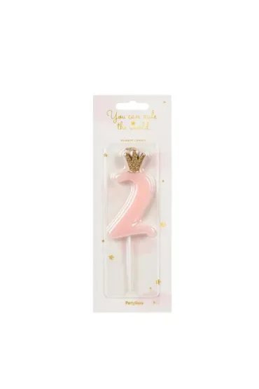 PartyDeco �wieczka urodzinowa 2 jasny r�owy 9.5cm