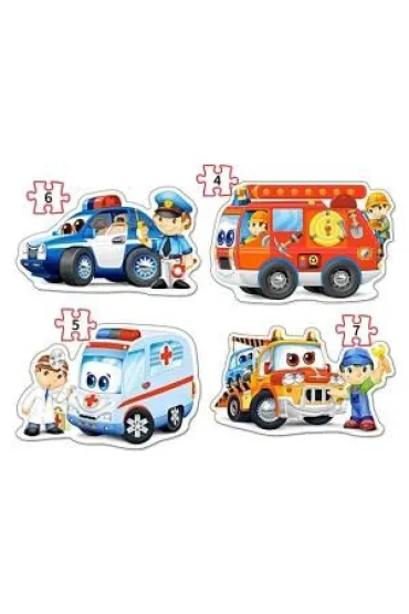 Puzzle konturowe 4w1 - Rescue Services (4+5+6+7 el.) Castorland
