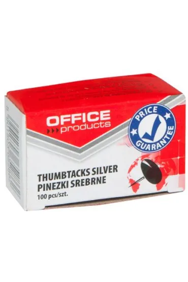 Office Products Pinezki srebrne w pude�ku 100 sztuk 10 pude�ek/paczka