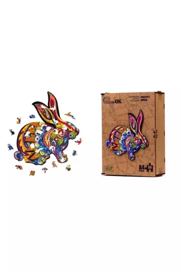 Puzzle drewniane eko 60 el. Puszysty kr�lik A4 PuzzleOK