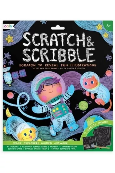Kolorowe Baloniki Zdrapywanki Scratch & Scribble Odkrywcy Kosmosu