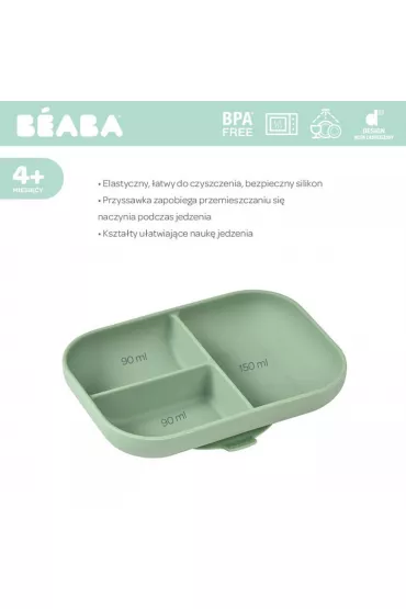 Beaba Silikonowy talerzyk z przyssawk sage green 450 ml