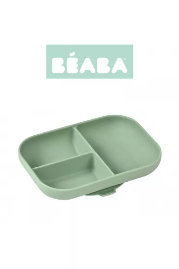 Beaba Silikonowy talerzyk z przyssawk sage green 450 ml