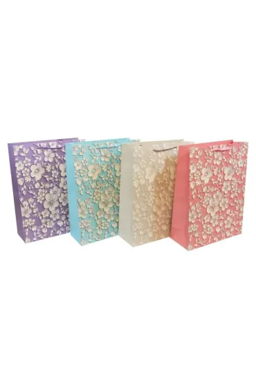 Beniamin Torebka p�aska du�a Kwiatki t�oczone 30x40x12 cm