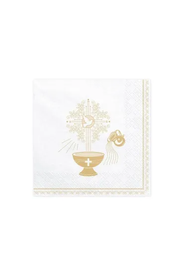 PartyDeco Serwetki Chrzest �wi�ty z�oty 33x33cm