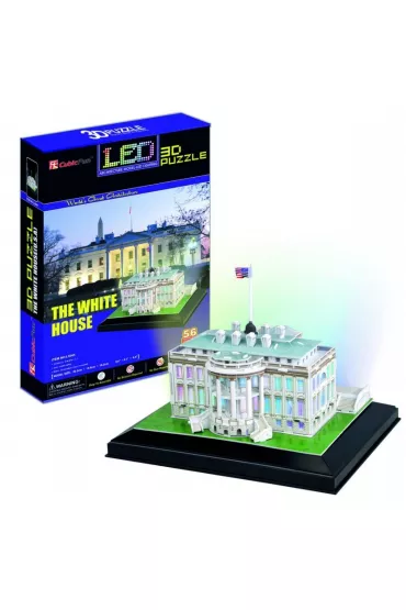 Puzzle 3D LED Bia�y Dom 56 element�w Cubic Fun