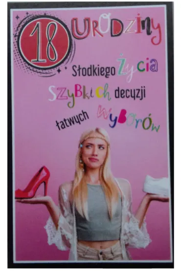 AbCard Kartka okoliczno�ciowa Urodziny 18 dziewczyna