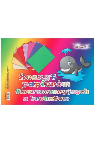 Aliga Zeszyt papier�w kolorowych fluorescencyjnych z brokatem B4 ZBF-0280 kratka 60 kartek