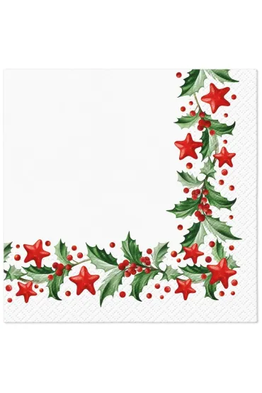 Paw Serwetki BN Lunch Tete a Tete Holly and Stars 33x33 20szt./op.