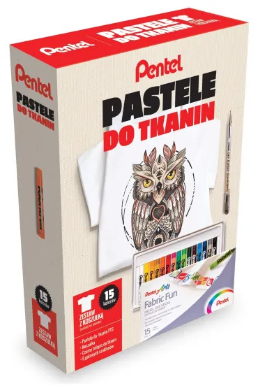 Pentel Pastele do tkanin z koszulk� 15 szt.