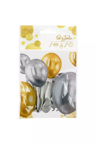 Arpex Balon dekoracyjny Celebrate chrom srebrny 8 szt.