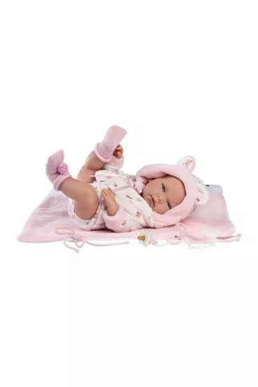 Lalka winylowa Bobas Nica z r�owym kocykiem 40cm Llorens