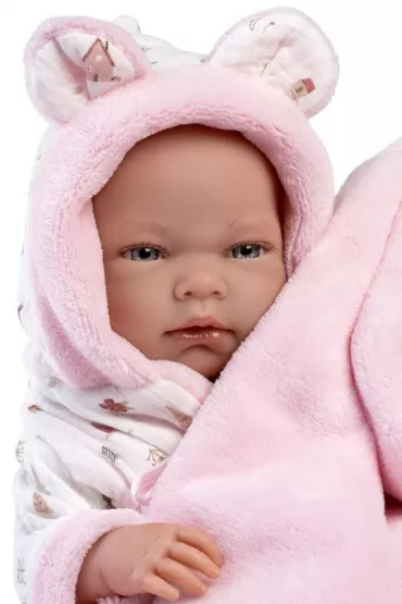 Lalka winylowa Bobas Nica z r�owym kocykiem 40cm Llorens
