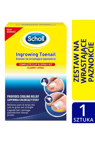 Scholl Ingrowing Toenail ch�odz�cy spray w aerozolu 22ml + klej do paznokci 8g + klamra na paznokcie 10szt