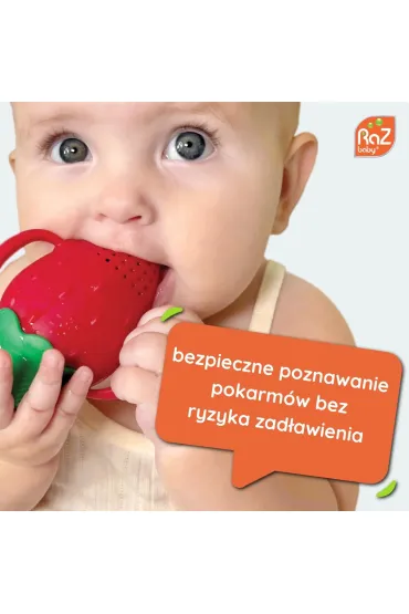 Silikonowy gryzak do owoc�w i pokarmu, Fruitique, Truskawka RazBaby