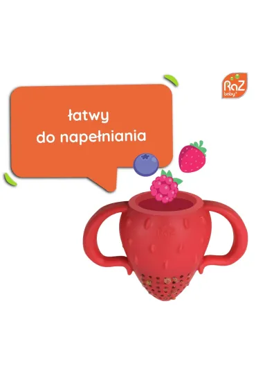 Silikonowy gryzak do owoc�w i pokarmu, Fruitique, Truskawka RazBaby